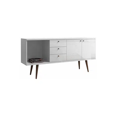 Manhattan Comfort Utopia Wide Dresser In White Gloss And Maple Cream In Gray
