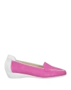 Mania Woman Loafers Fuchsia Size 6.5 Leather In Pink