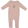 Maniere Babies' Manière Ballerina Print Cotton Blend Footie In Pink