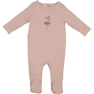 Maniere Babies' Manière Ballerina Print Cotton Blend Footie In Pink
