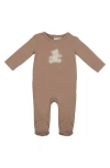 Maniere Manière Bear Appliqué Footie In Brown