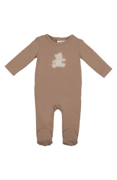 Maniere Babies' Manière Bear Appliqué Footie In Brown