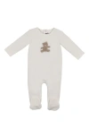 Maniere Babies' Manière Bear Appliqué Footie In Gray