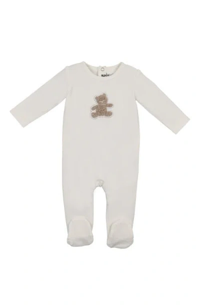 Maniere Babies' Manière Bear Appliqué Footie In Gray