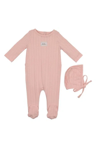 Maniere Babies' Manière Bebe Pointelle Footie & Hat Set In Multi