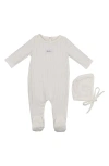 Maniere Babies' Manière Bebe Pointelle Footie & Hat Set In White