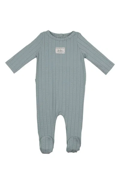 Maniere Babies' Manière Bebe Pointelle Footie In Blue