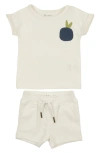 Maniere Manière Berry Rib Top & Shorts Set In White