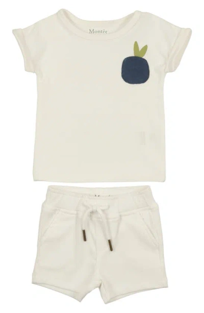Maniere Babies' Berry Rib Top & Shorts Set In White
