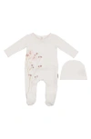 Maniere Babies' Manière Blooming Bouquet Footie & Hat Set In White