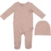 Maniere Manière Bow Wrap Cotton Blend Footie & Beanie Set In Animal Print