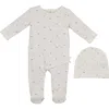 Maniere Babies' Manière Bow Wrap Cotton Blend Footie & Beanie Set In Multi