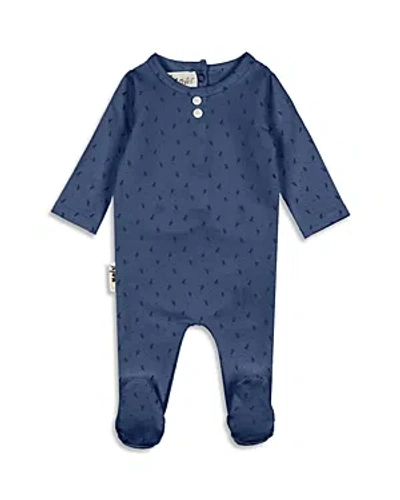 Maniere Boys' Buttons & Polkadots Friends Footie - Baby In Ocean Blue