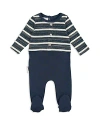 Maniere Boys' Striped Sweater Footie - Baby In White/blue