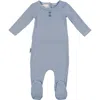 Maniere Babies' Manière Button Stripe Footie In Blue