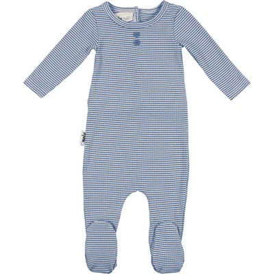Maniere Babies' Manière Button Stripe Footie In Blue