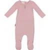 Maniere Manière Button Stripe Footie In Pink