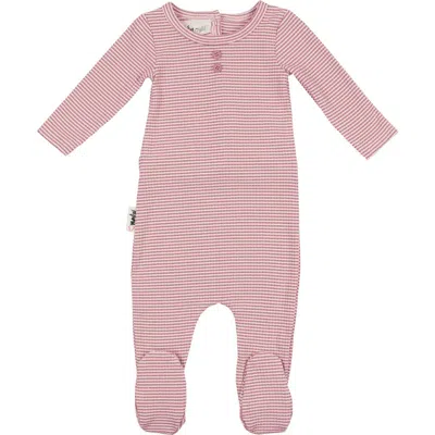 Maniere Babies' Manière Button Stripe Footie In Pink