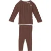 Maniere Manière Cable Knit Sweater & Pants Set In Brown