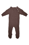 Maniere Kids' Manière Cable Sweater Footie In Taupe