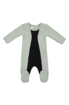 Maniere Manière Colorblock Cotton Blend Footie In Grey