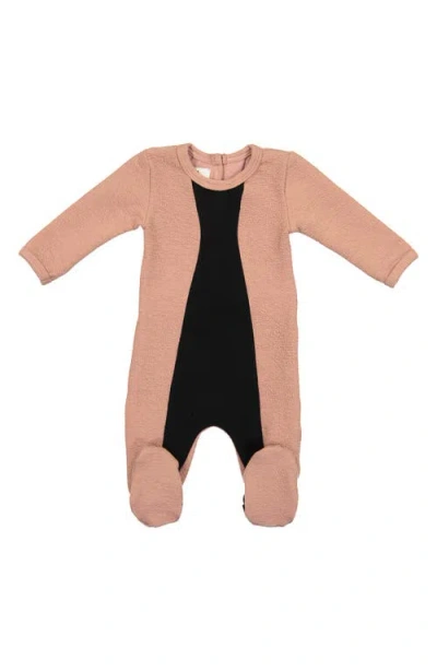 Maniere Kids' Manière Colorblock Cotton Blend Footie In Mauve