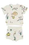 Maniere Manière Coloring Book T-shirt & Shorts Set In White