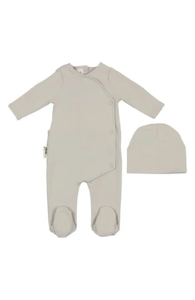 Maniere Babies' Manière Cotton Blend Wrap Footie & Beanie Set In Gray