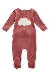 Maniere Manière Cozy Cloud Appliqué Velour Footie In Mauve