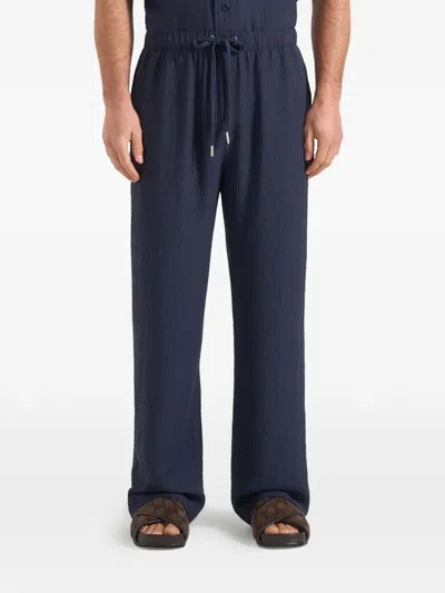 Manière De Voir Addison Textured Drawstring Trousers In Blue