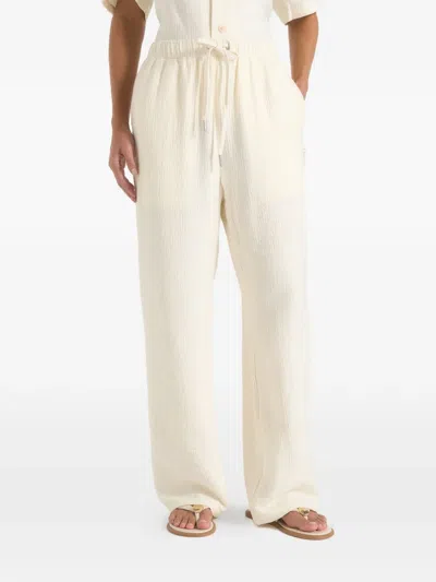 Manière De Voir Addison Textured Drawstring Trousers In Neutral