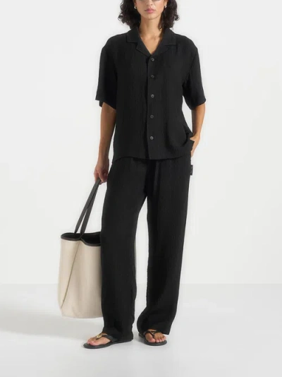 Manière De Voir Addison Unisex Textured Relaxed Fit Trousers In Black
