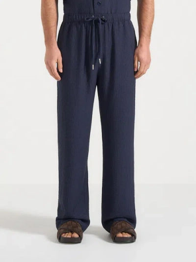 Manière De Voir Addison Unisex Textured Relaxed Fit Trousers In Blue