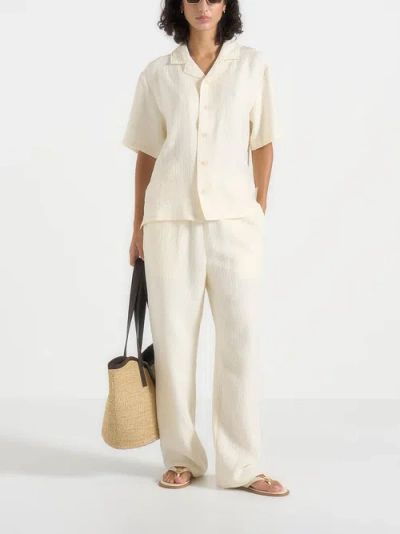 Manière De Voir Addison Unisex Textured Relaxed Fit Trousers In White