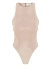 Manière De Voir Adele Racer-neck Bodysuit In Neutral