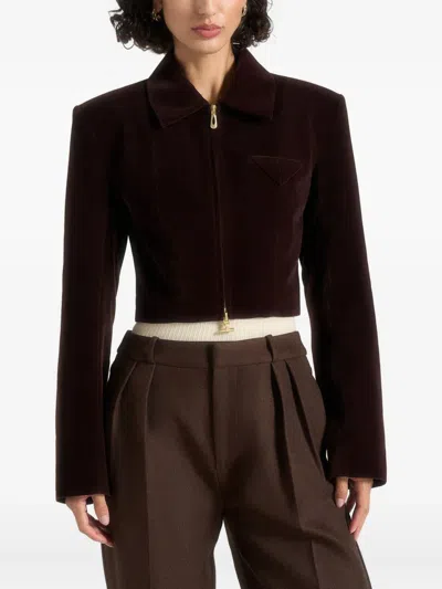Manière De Voir Adina Velvet Zip Jacket In Brown