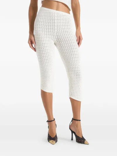 Manière De Voir Aimee Pointelle Asymmetric Capri Leggings In White