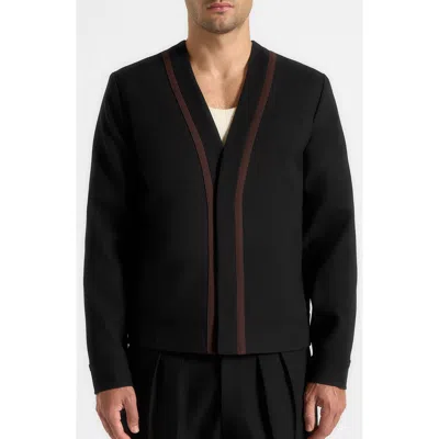Manière De Voir Alain Tailored Cardigan With Contrast Placket In Black