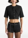 Manière De Voir Alba Curve-detail Tweed Top In Black