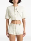 Manière De Voir Alba Curve-detail Tweed Top In White