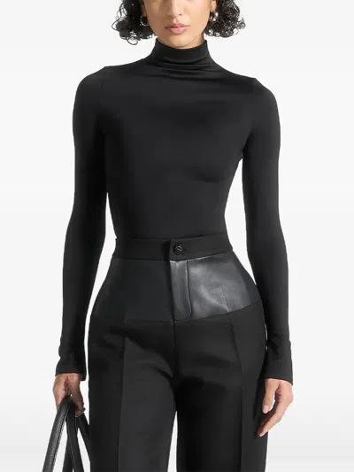 Manière De Voir Alea Mock-neck Long-sleeve Top In Black