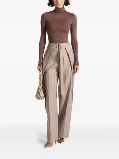 Manière De Voir Alea Mock-neck Long-sleeve Top In Brown