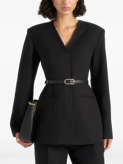 Manière De Voir Alesia In Black Tailored Belted Kimono Blazer