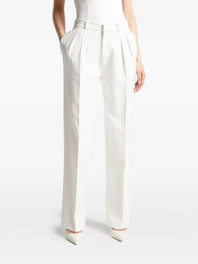 Manière De Voir Aline Pinstripe Twin-pleat Trousers In White