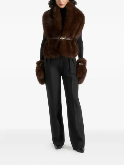 Manière De Voir Alva Detachable-belt Gloves In Brown