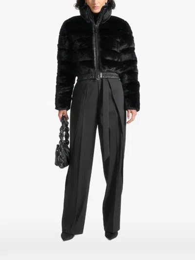 Manière De Voir Ama Detachable-collar Faux-fur Jacket In Black