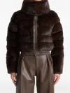Manière De Voir Ama Ribbed Detachable-scarf Faux-fur Jacket In Brown