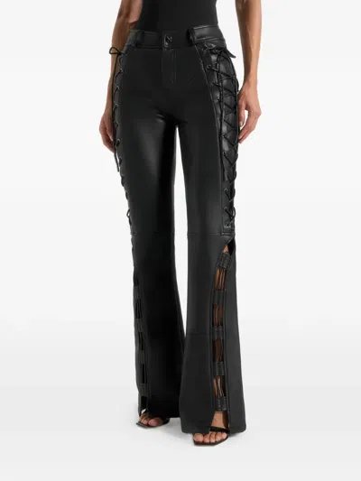 Manière De Voir Ambre Lace-up Flared Trousers In Black