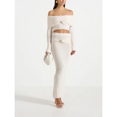 Manière De Voir Amy Asymmetric Midaxi Skirt With Hardware Detail In White