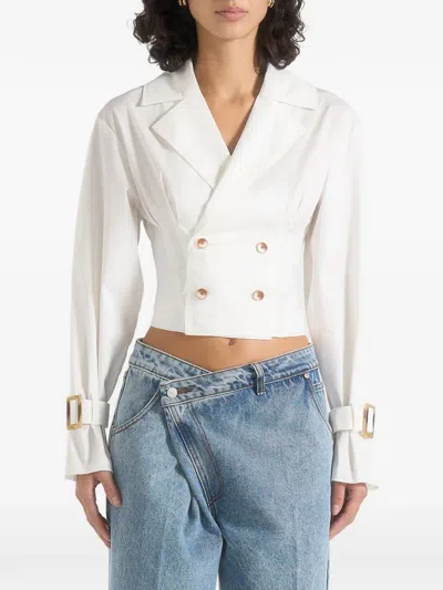 Manière De Voir Andrea Double-breasted Open-back Shirt In White